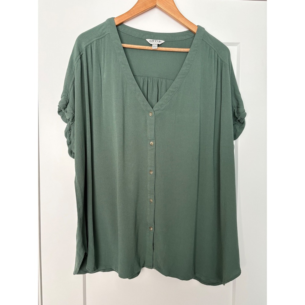 Orvis‎ Classic Collection Gorpcorp XXL Sage Green Rayon Button Down Earthcore